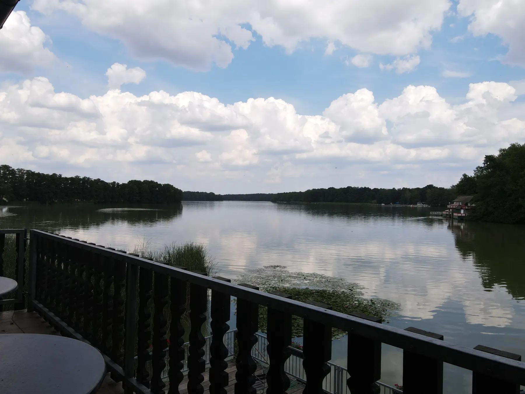 Blick aus dem Zimmerfenster über den See